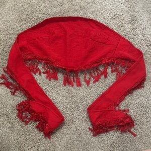 Chic Red Lace Fringe Top